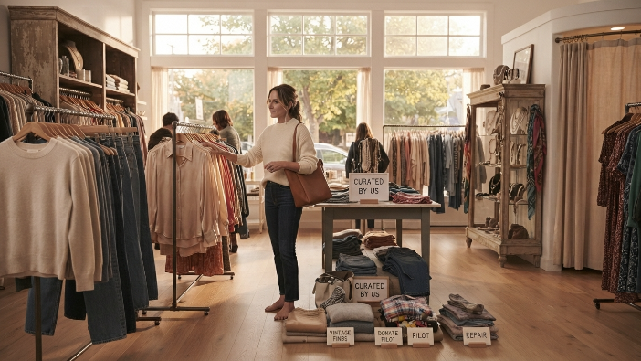 Easy Ways to Build a Capsule Wardrobe, Person sorting clothes into piles during a wardrobe audit
