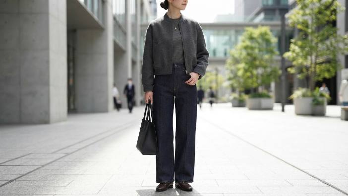 Trending Outfit Ideas for 2026, Full-length outfit shot of wide-leg denim paired with a cropped jacket.